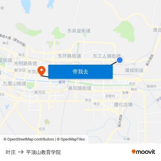 叶庄 to 平顶山教育学院 map