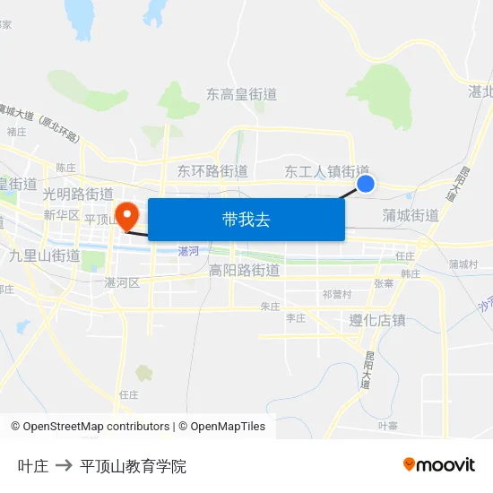 叶庄 to 平顶山教育学院 map