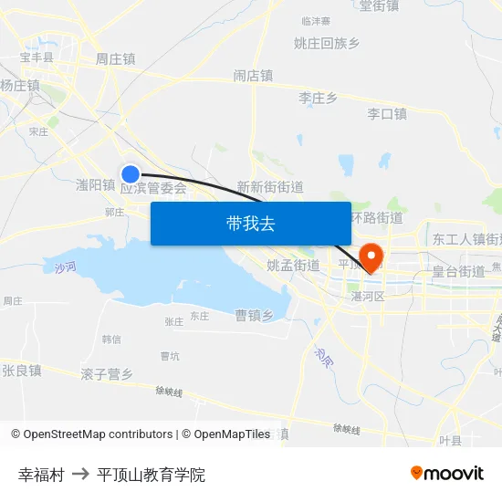 幸福村 to 平顶山教育学院 map