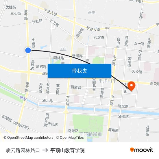 凌云路园林路口 to 平顶山教育学院 map