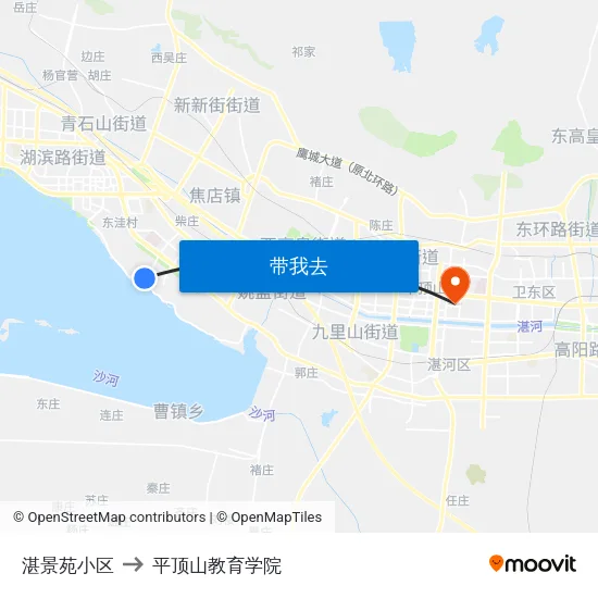 湛景苑小区 to 平顶山教育学院 map