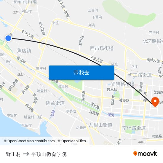 野王村 to 平顶山教育学院 map