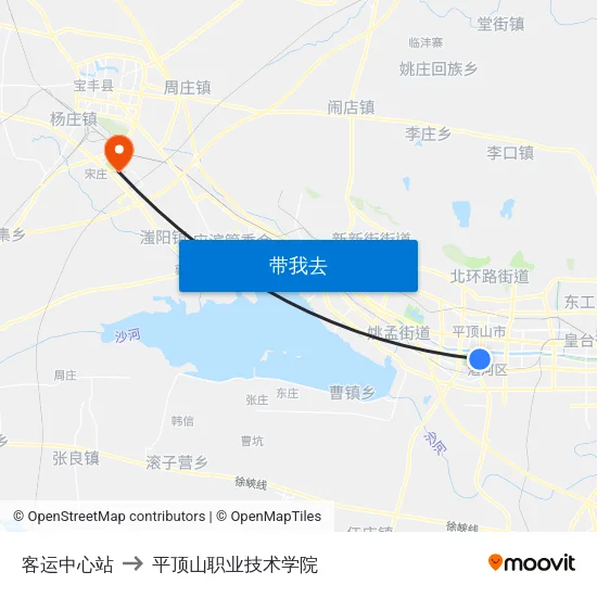 客运中心站 to 平顶山职业技术学院 map