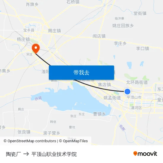 陶瓷厂 to 平顶山职业技术学院 map