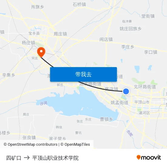 四矿口 to 平顶山职业技术学院 map