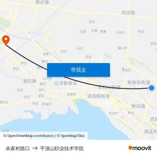 余家村路口 to 平顶山职业技术学院 map