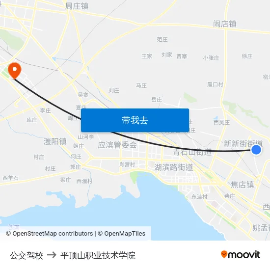 公交驾校 to 平顶山职业技术学院 map