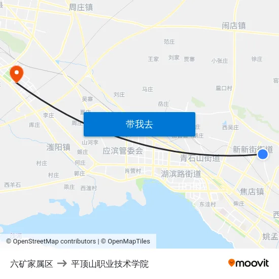 六矿家属区 to 平顶山职业技术学院 map