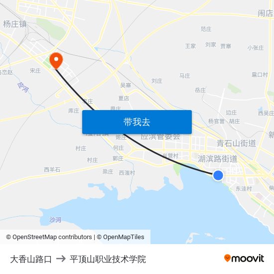 大香山路口 to 平顶山职业技术学院 map