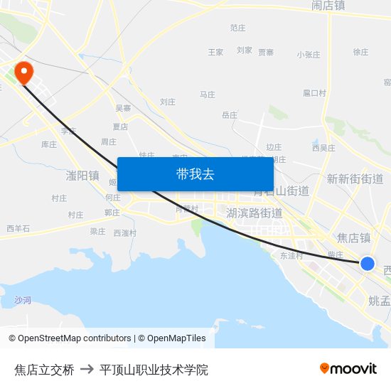 焦店立交桥 to 平顶山职业技术学院 map
