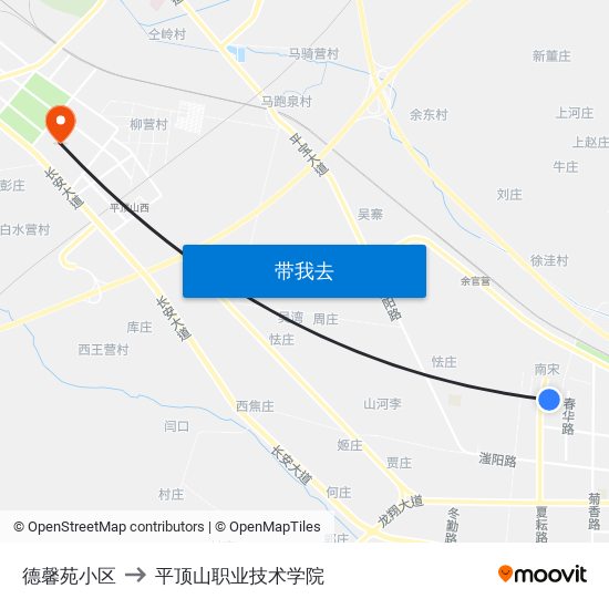 德馨苑小区 to 平顶山职业技术学院 map