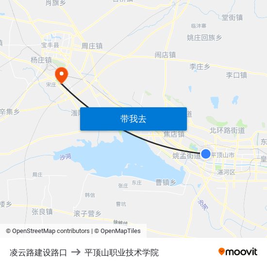 凌云路建设路口 to 平顶山职业技术学院 map