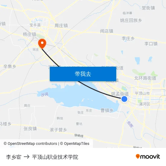李乡宦 to 平顶山职业技术学院 map