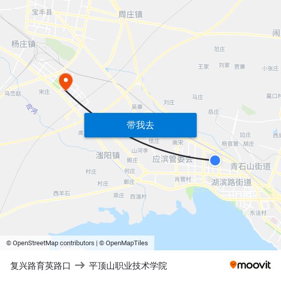 复兴路育英路口 to 平顶山职业技术学院 map