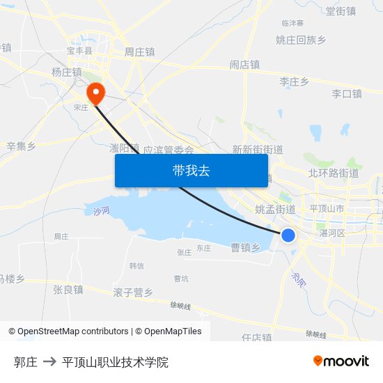 郭庄 to 平顶山职业技术学院 map