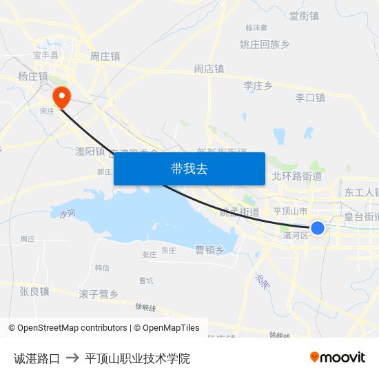 诚湛路口 to 平顶山职业技术学院 map