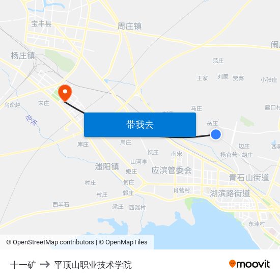 十一矿 to 平顶山职业技术学院 map