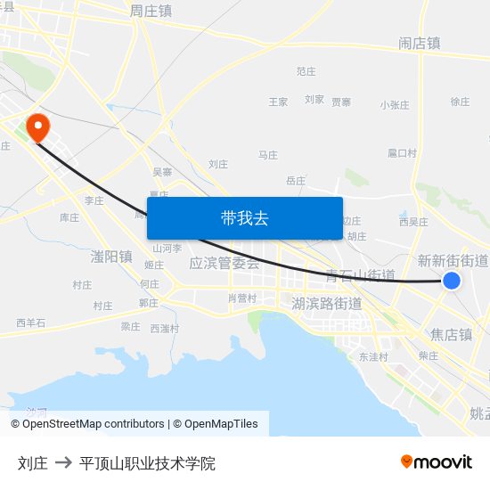 刘庄 to 平顶山职业技术学院 map