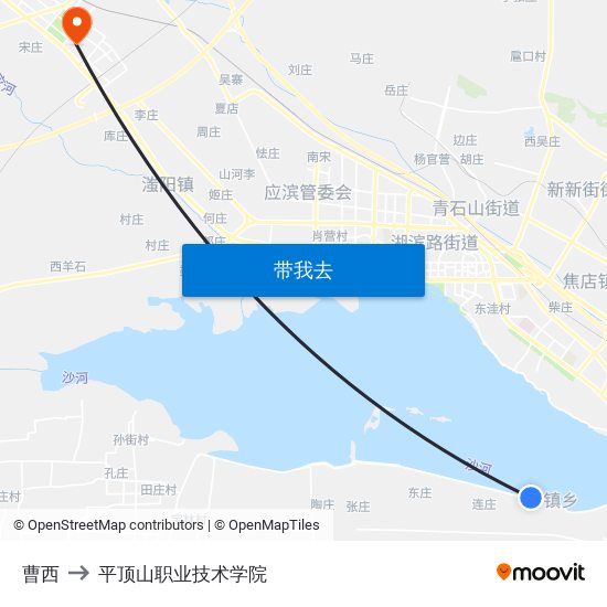 曹西 to 平顶山职业技术学院 map