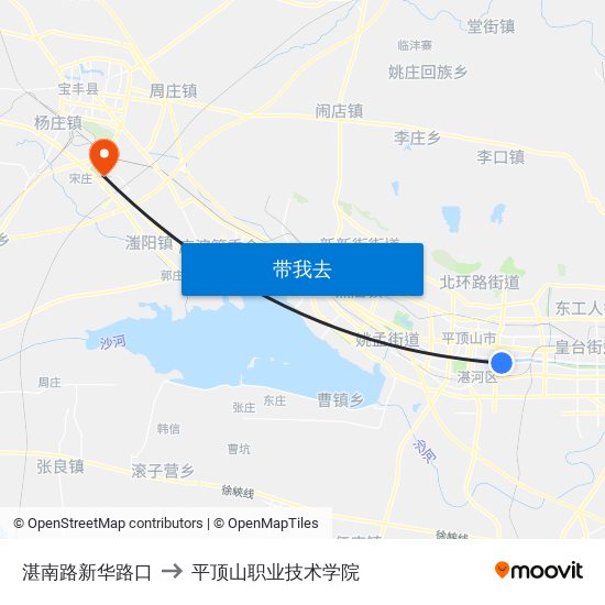 湛南路新华路口 to 平顶山职业技术学院 map