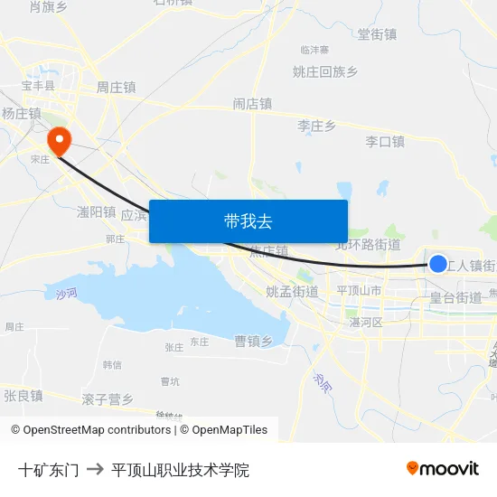 十矿东门 to 平顶山职业技术学院 map