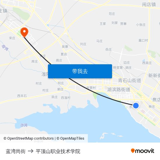 蓝湾尚街 to 平顶山职业技术学院 map