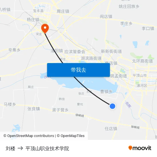 刘楼 to 平顶山职业技术学院 map