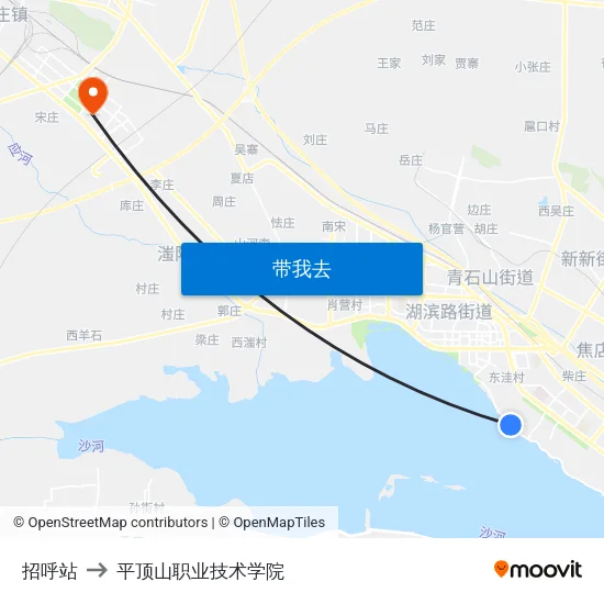 招呼站 to 平顶山职业技术学院 map
