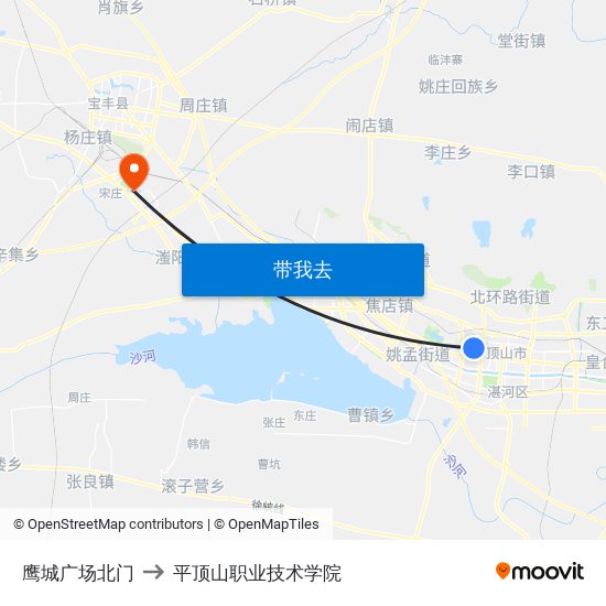 鹰城广场北门 to 平顶山职业技术学院 map