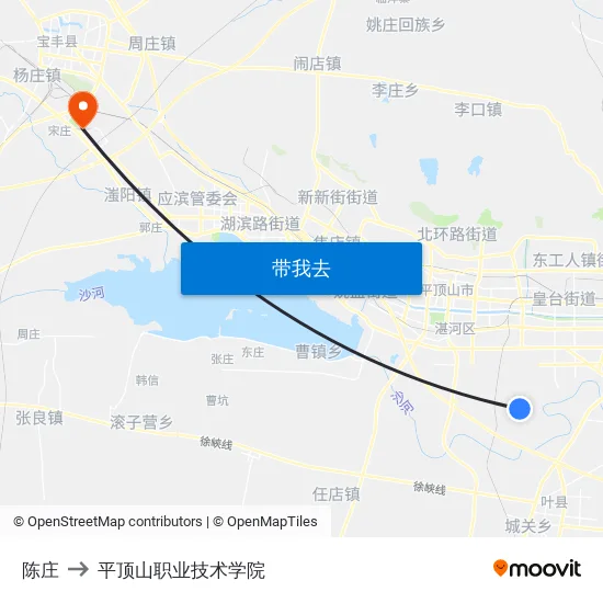 陈庄 to 平顶山职业技术学院 map