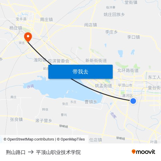 荆山路口 to 平顶山职业技术学院 map