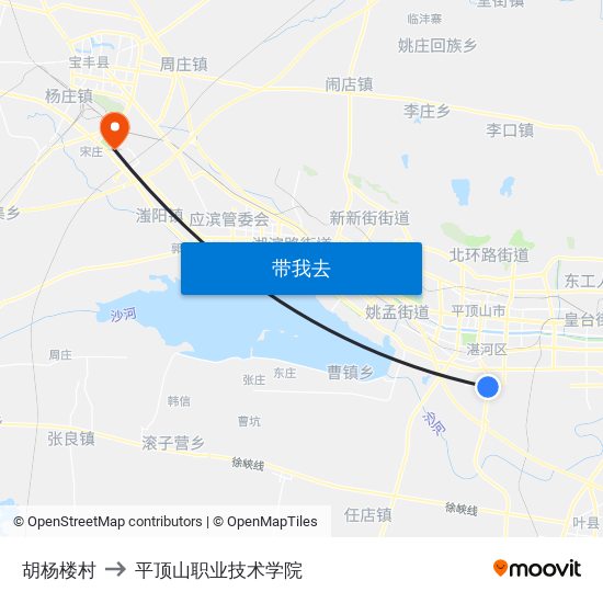 胡杨楼村 to 平顶山职业技术学院 map