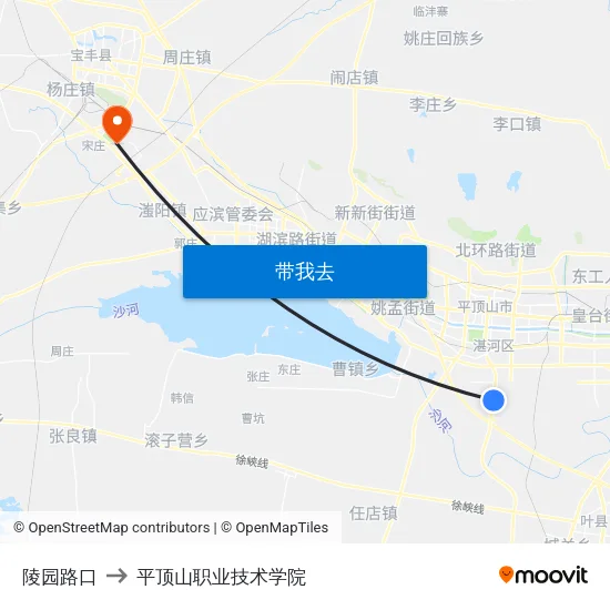 陵园路口 to 平顶山职业技术学院 map
