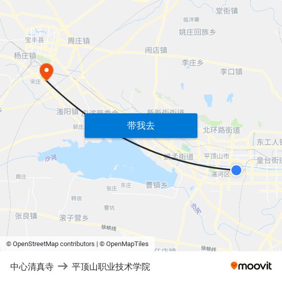 中心清真寺 to 平顶山职业技术学院 map