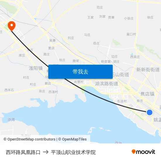 西环路凤凰路口 to 平顶山职业技术学院 map
