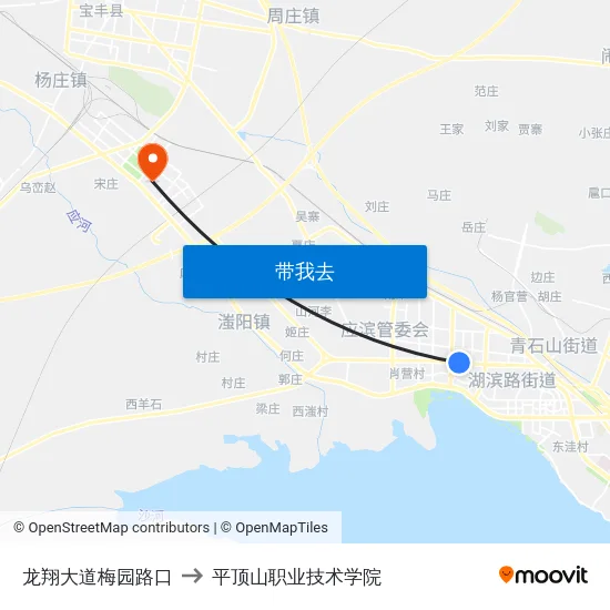 龙翔大道梅园路口 to 平顶山职业技术学院 map
