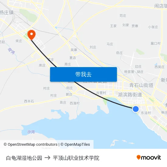 白龟湖湿地公园 to 平顶山职业技术学院 map