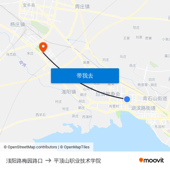 滍阳路梅园路口 to 平顶山职业技术学院 map