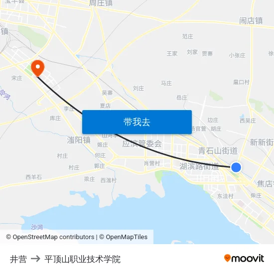 井营 to 平顶山职业技术学院 map