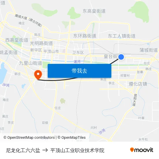 尼龙化工六六盐 to 平顶山工业职业技术学院 map