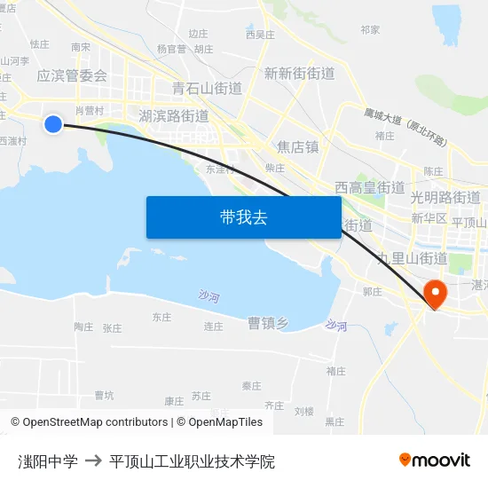滍阳中学 to 平顶山工业职业技术学院 map