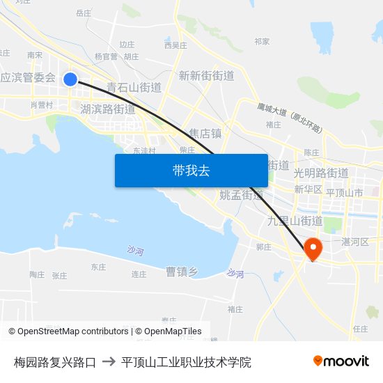 梅园路复兴路口 to 平顶山工业职业技术学院 map