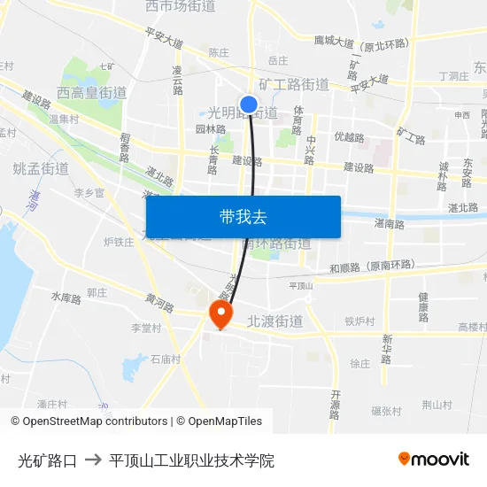 光矿路口 to 平顶山工业职业技术学院 map
