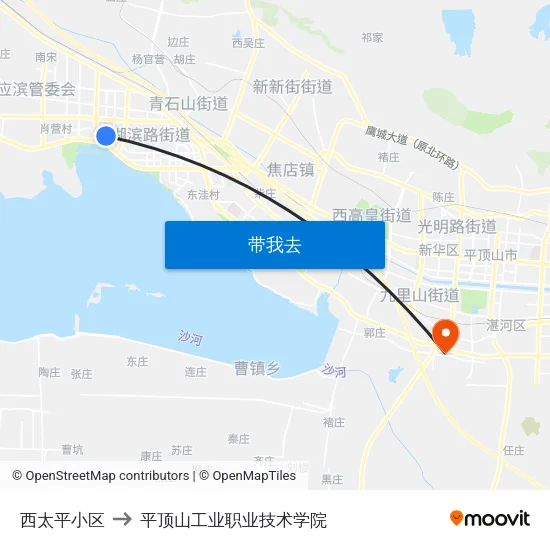 西太平小区 to 平顶山工业职业技术学院 map