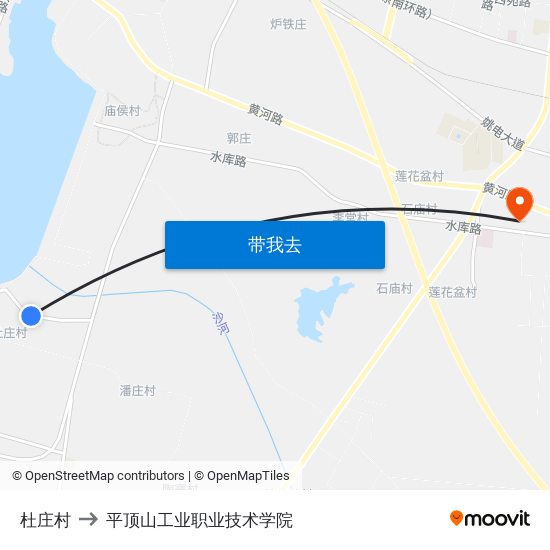杜庄村 to 平顶山工业职业技术学院 map