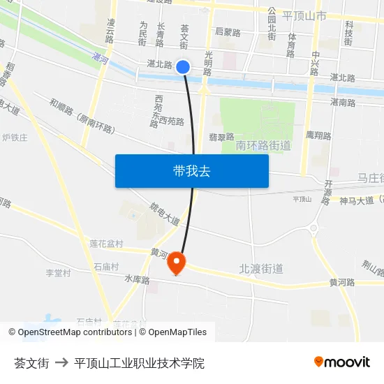 荟文街 to 平顶山工业职业技术学院 map