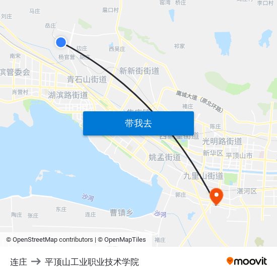 连庄 to 平顶山工业职业技术学院 map