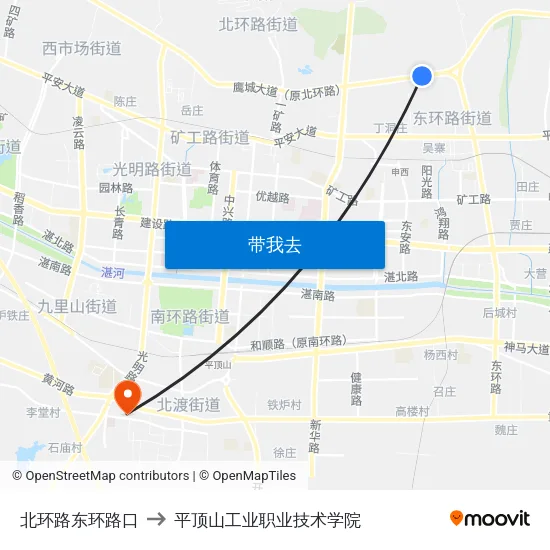 北环路东环路口 to 平顶山工业职业技术学院 map