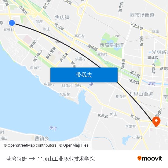 蓝湾尚街 to 平顶山工业职业技术学院 map