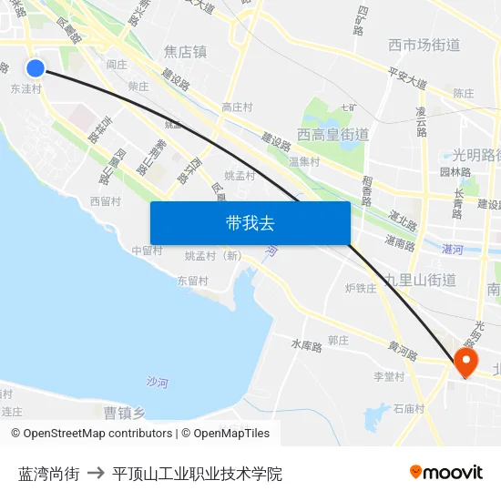 蓝湾尚街 to 平顶山工业职业技术学院 map